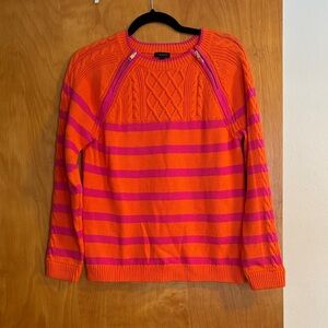 Talbots Orange and Pink Striped Sweater